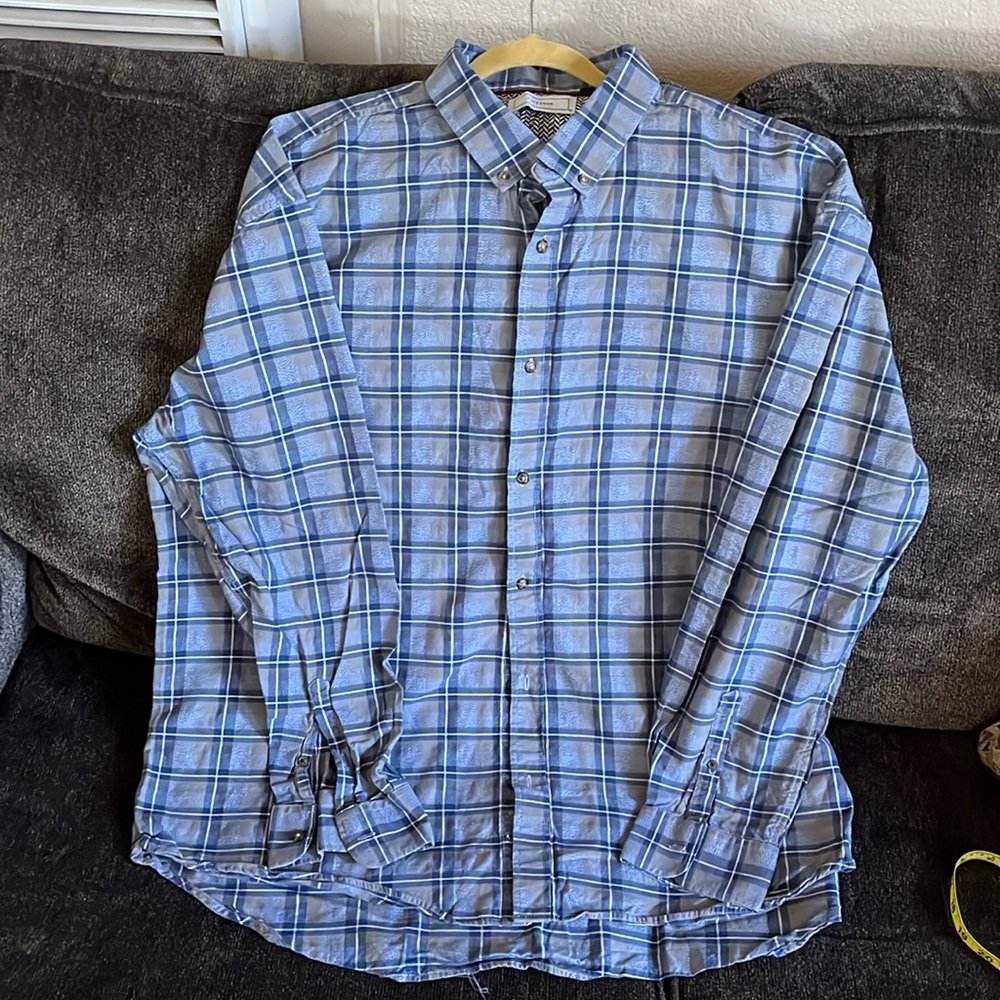 Mens Blue Plaid Long Sleeve